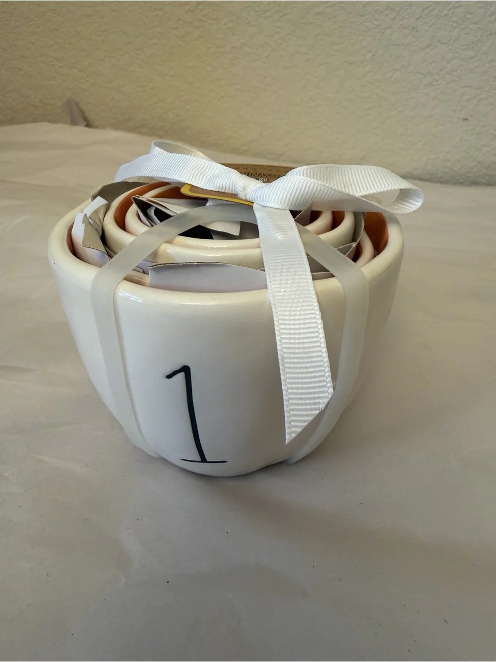 Peanuts x Rae Dunn White Ceramic Measuring Cups with Snoopy Fall Illustration